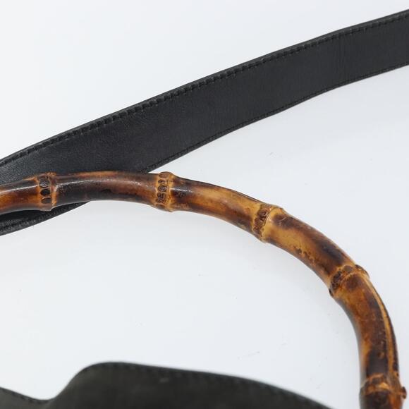 GUCCI Bamboo Hand Bag Leather Black Gold 001 2113 001 2113 - Picture 8 of 12